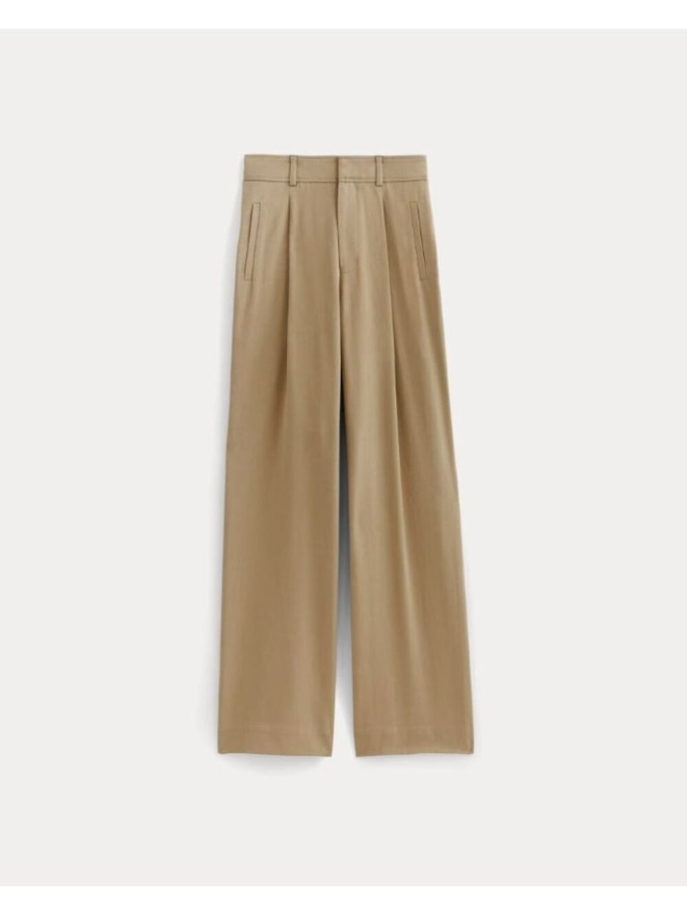 Everlane Women 2R Way High Drape Pant Wide Leg Ash Brown Tan Pleated High Rise